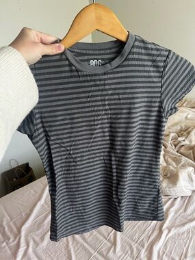 BDG Gray and Charcoal Striped Short Sleeve Tee